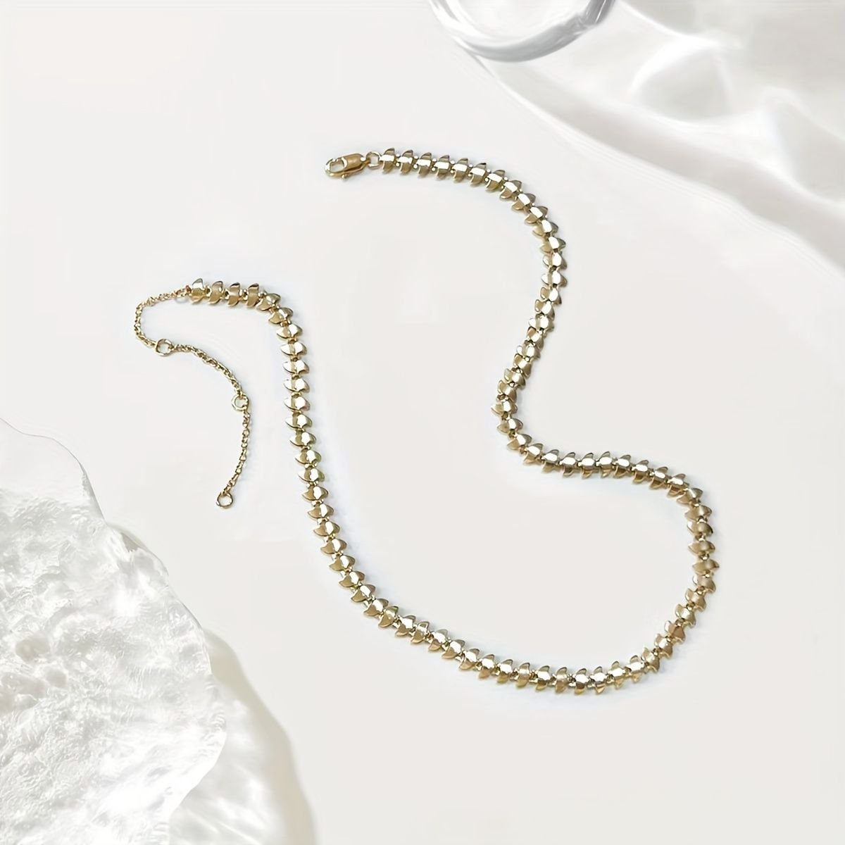 Gold Laurel Leaf Leaves Lightweight Chain Link Statement Necklace 18-20 Long