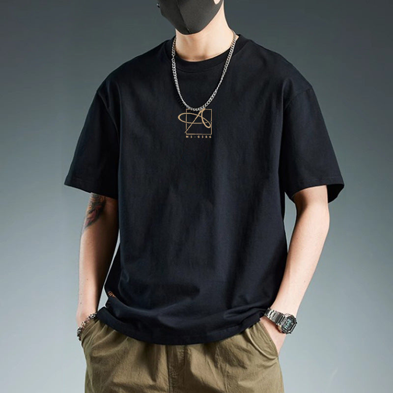 Men's Heavy Short-sleeved Loose Cotton Half Sleeves Top