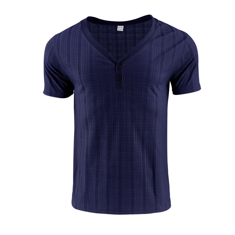 American Summer Men's V-neck Loose Breathable Short Sleeve