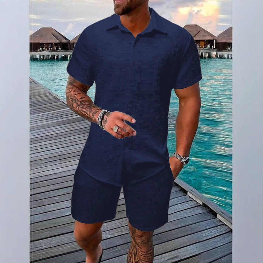 Summer Jacquard Black And White Solid Color Suit