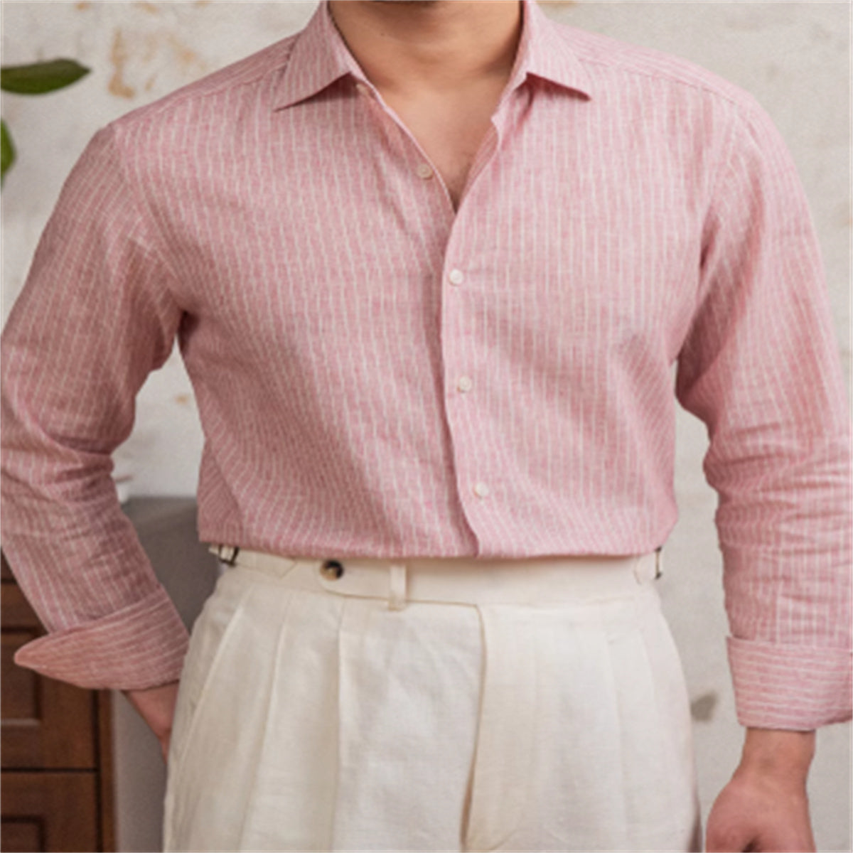 Lightweight Cotton And Linen Business Striped Casual Long-sleeved Shirt Vintage