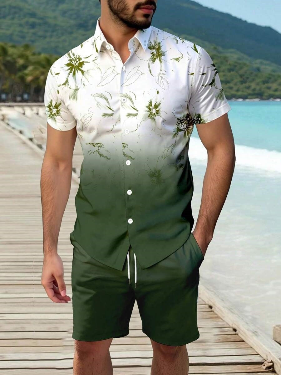 3D Digital Printing Men's Casual Loose Shirt Shorts