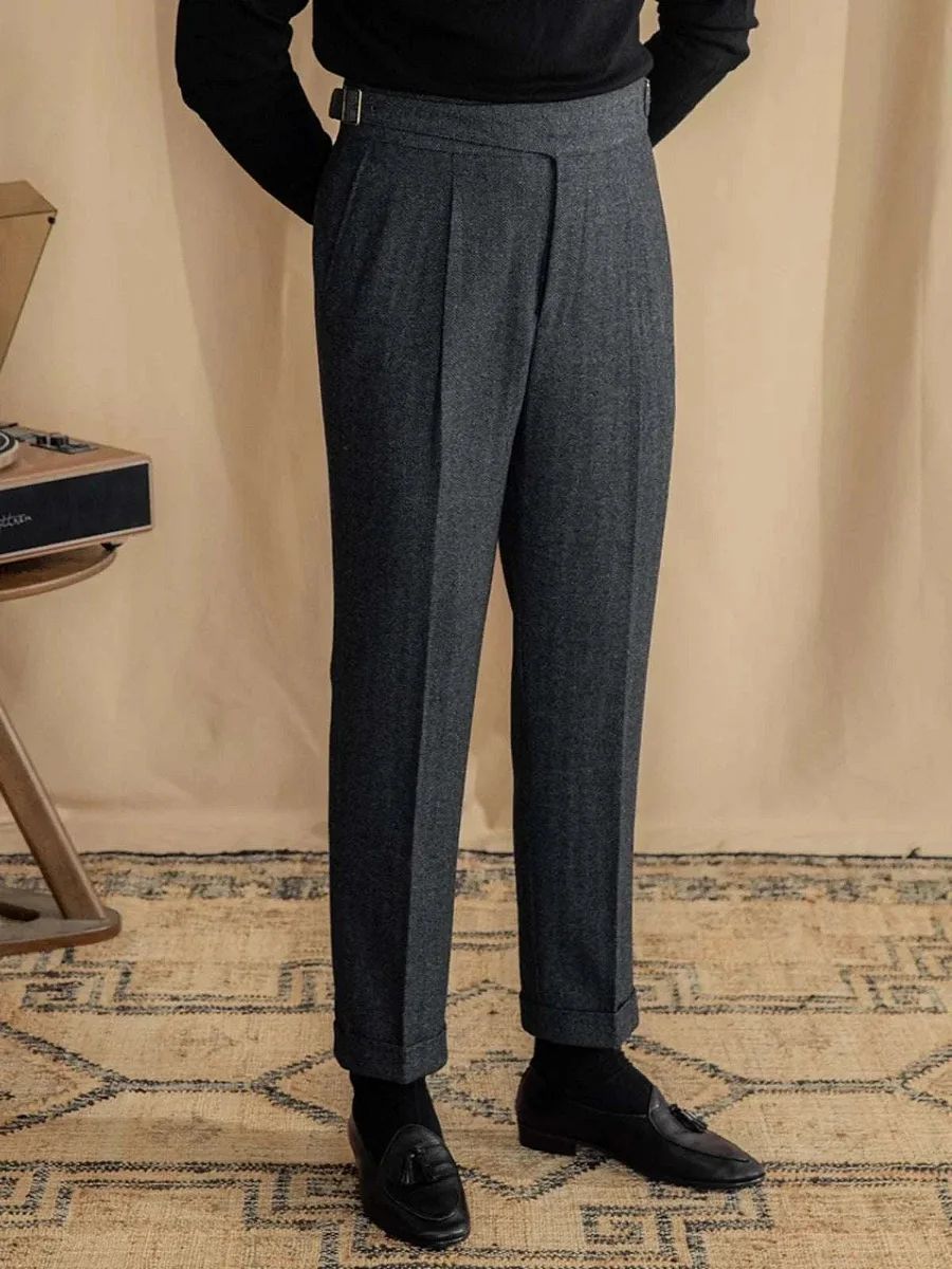 Antonios Vintage Wool Herringbone Pants