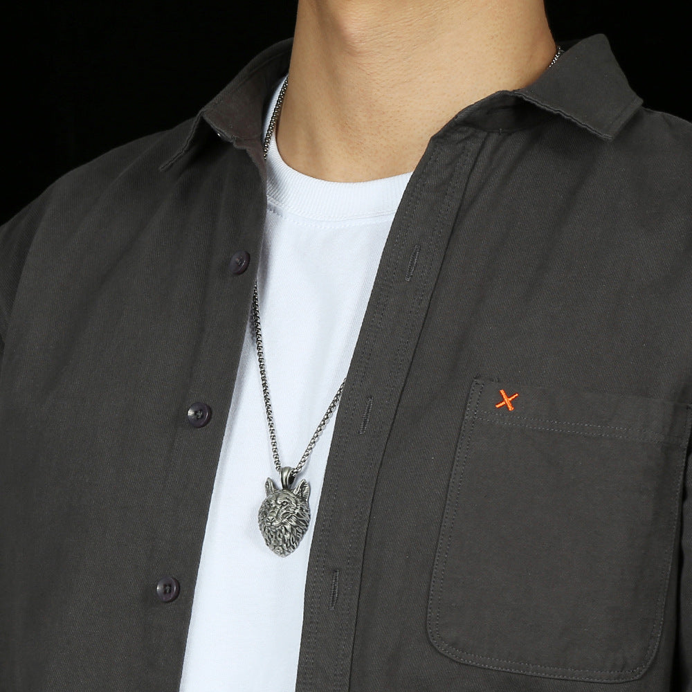 Men's Hip Hop Wolf Head Pendant Punk Animal