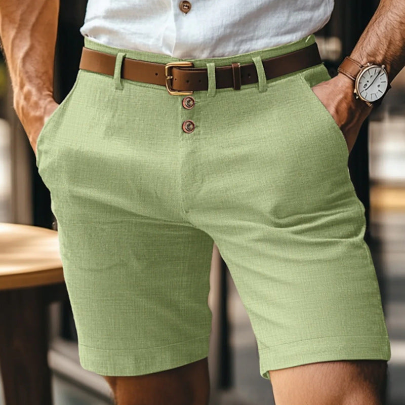Men's Linen Summer Solid Color Buttons Casual Daily