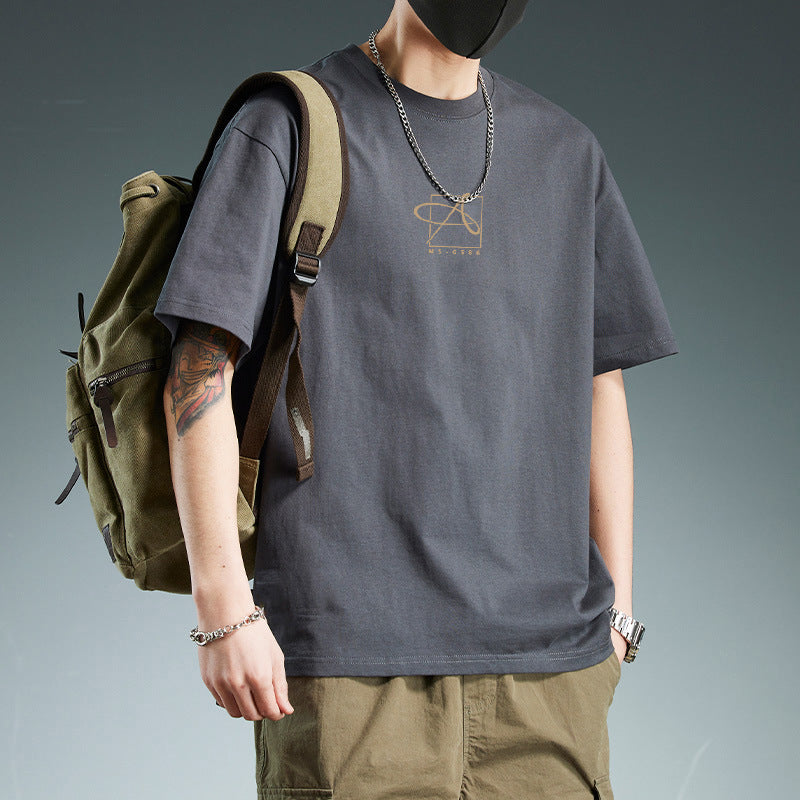 Men's Heavy Short-sleeved Loose Cotton Half Sleeves Top