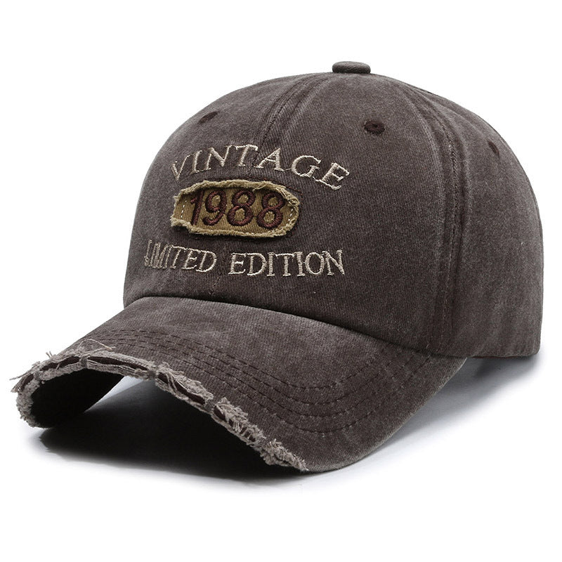 American Retro Soft Top Make Old Ripped Letter Embroidered Baseball Cap