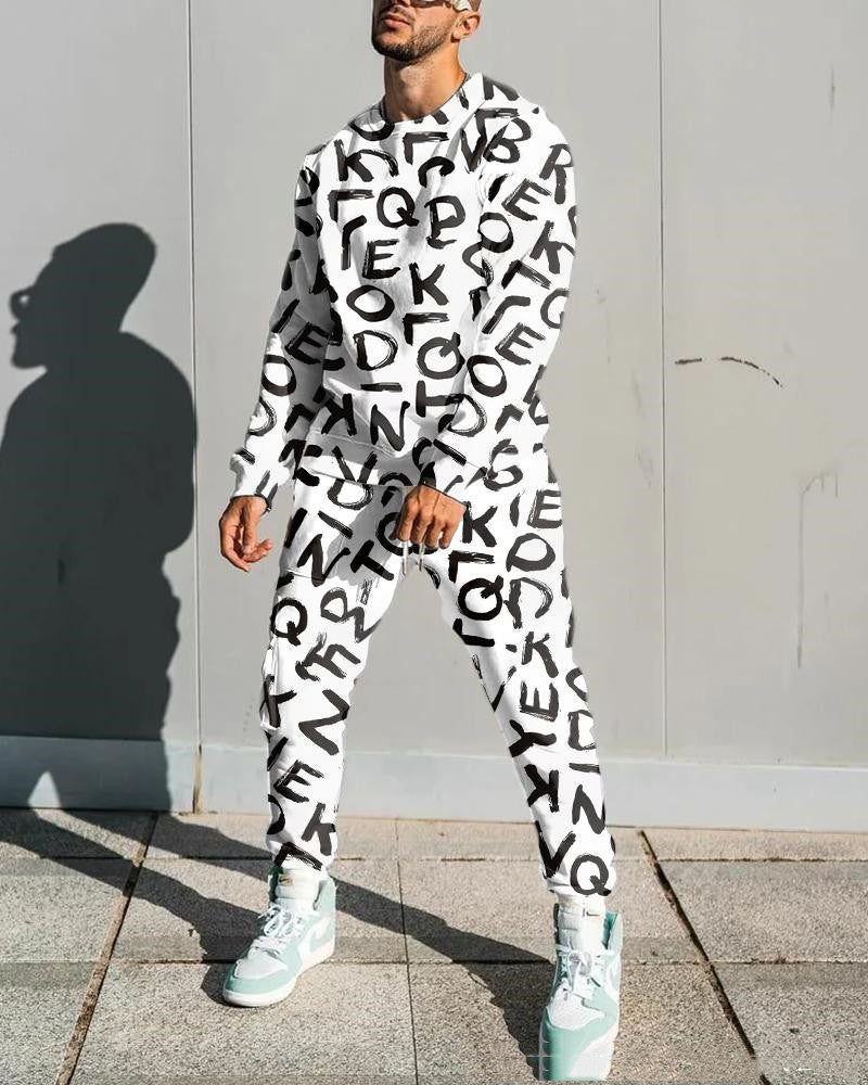 Round Neck Sweater Loose Casual Suit Color Matching Printing