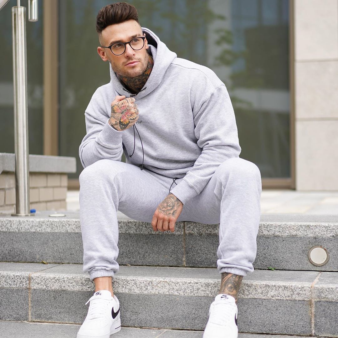 Men's autumn loose hooded sweater suit