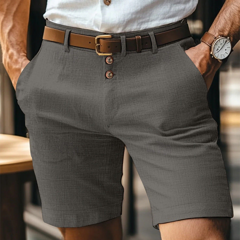 Men's Linen Summer Solid Color Buttons Casual Daily