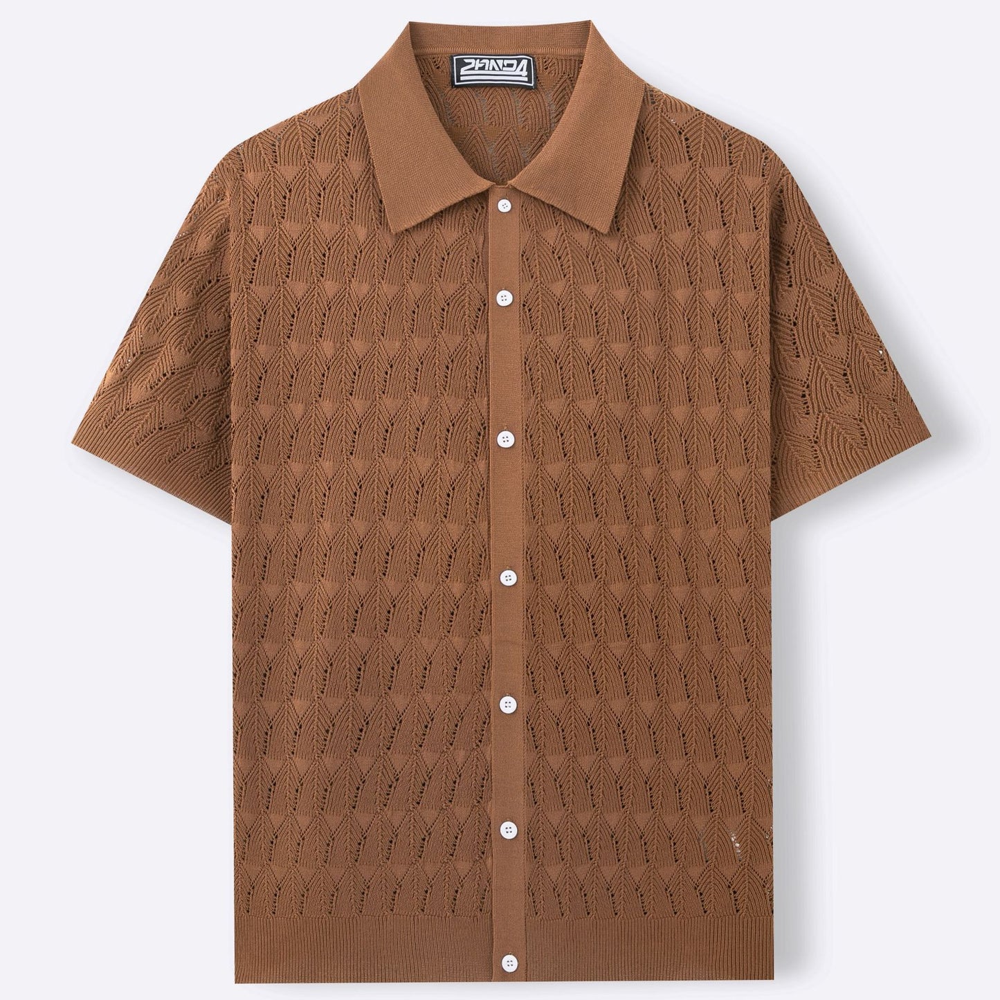 Men's Fashion Pointelle Design Spring And Summer Knitwear Short Sleeve Cardigan