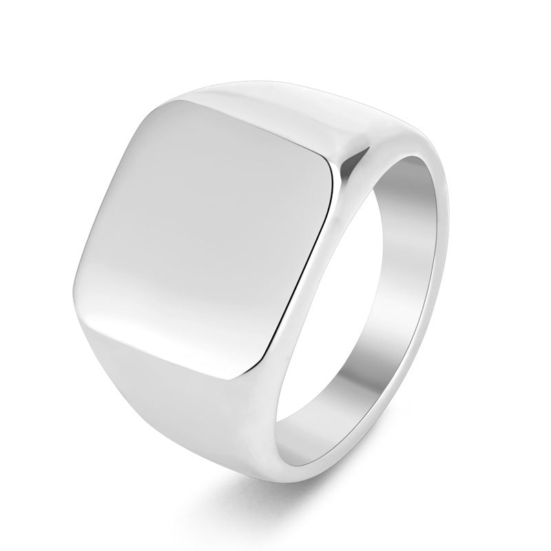 European And American Titanium Steel Square Glossy Ring For Men