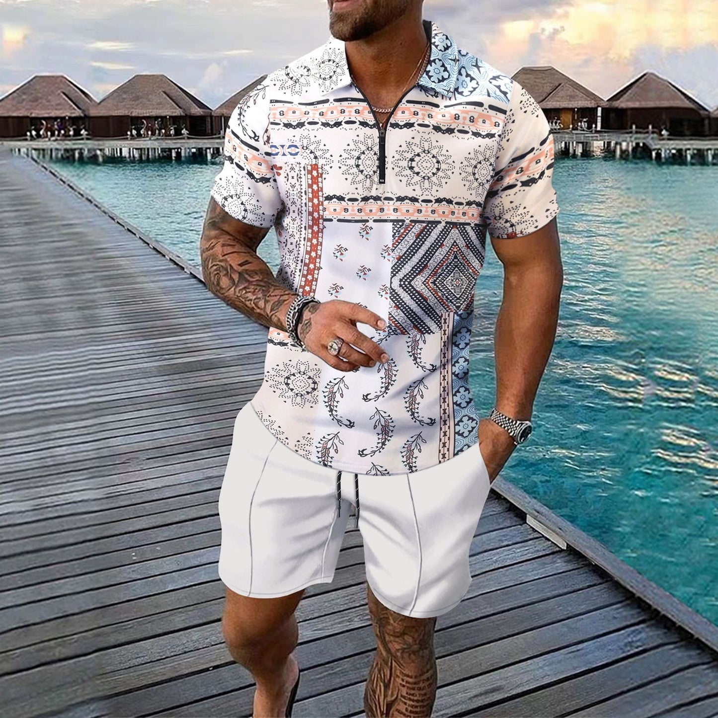 Short-sleeved Shorts Two-piece Sports And Leisure Men's Suit
