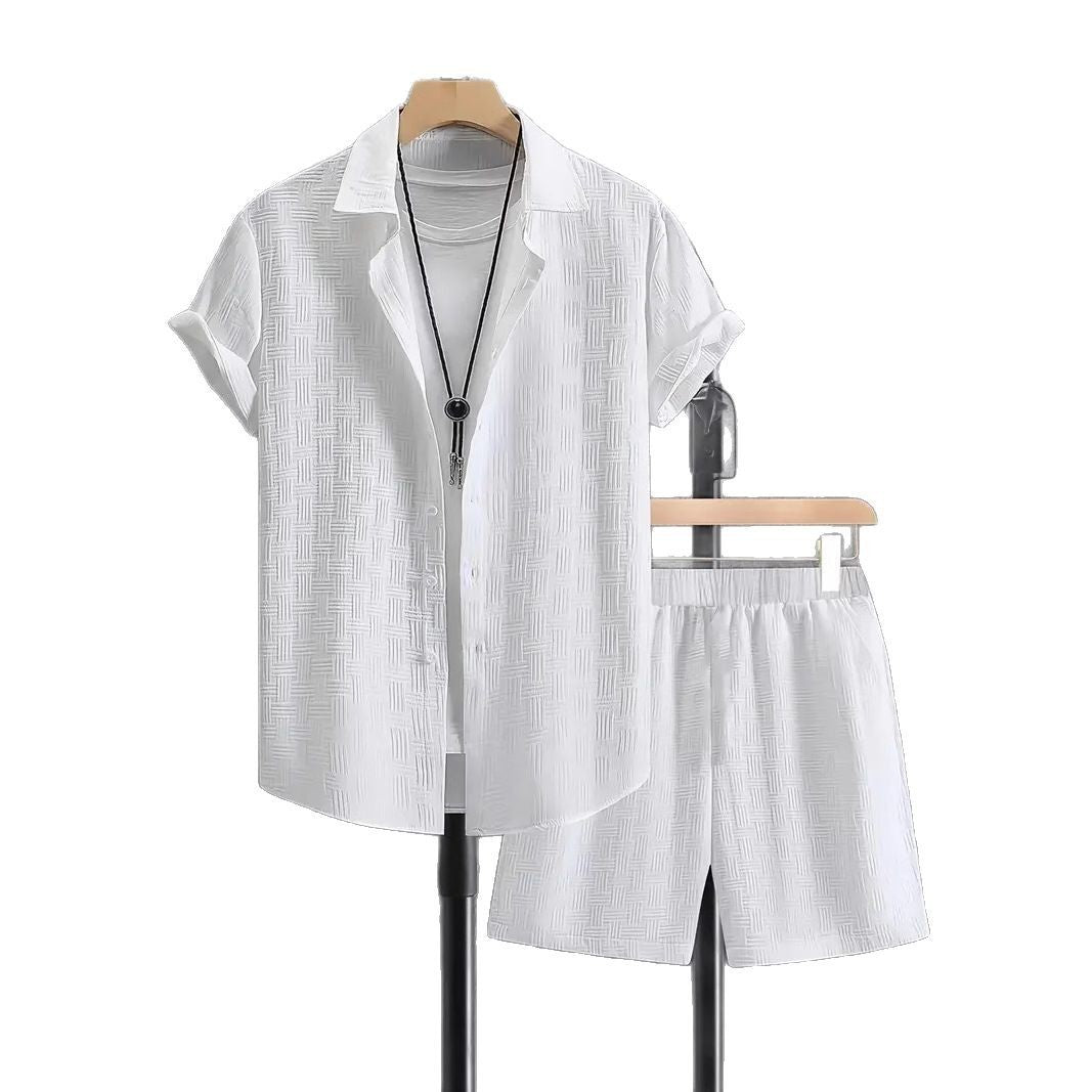 Summer Jacquard Black And White Solid Color Suit
