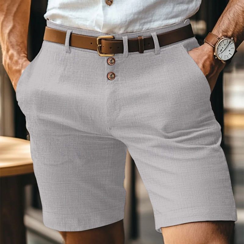 Men's Linen Summer Solid Color Buttons Casual Daily
