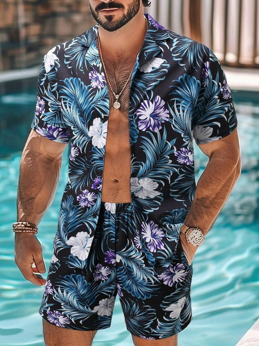 3D Digital Printing Men's Casual Loose Shirt Shorts