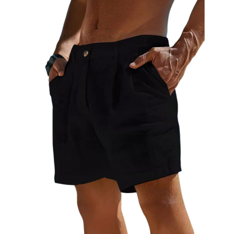 Men's Linen Shorts Button Pocket