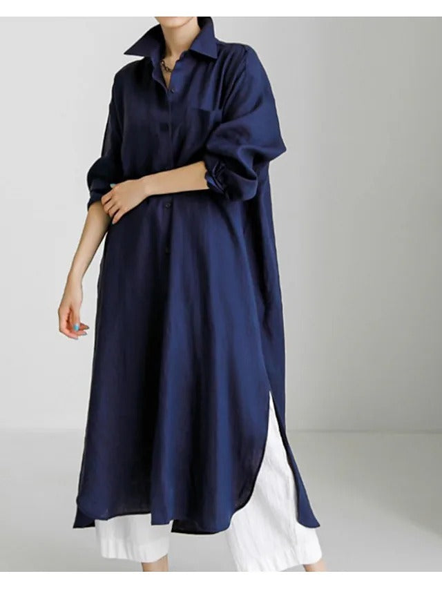 Women's Cardigan Cotton And Linen Half Sleeve Dress Women