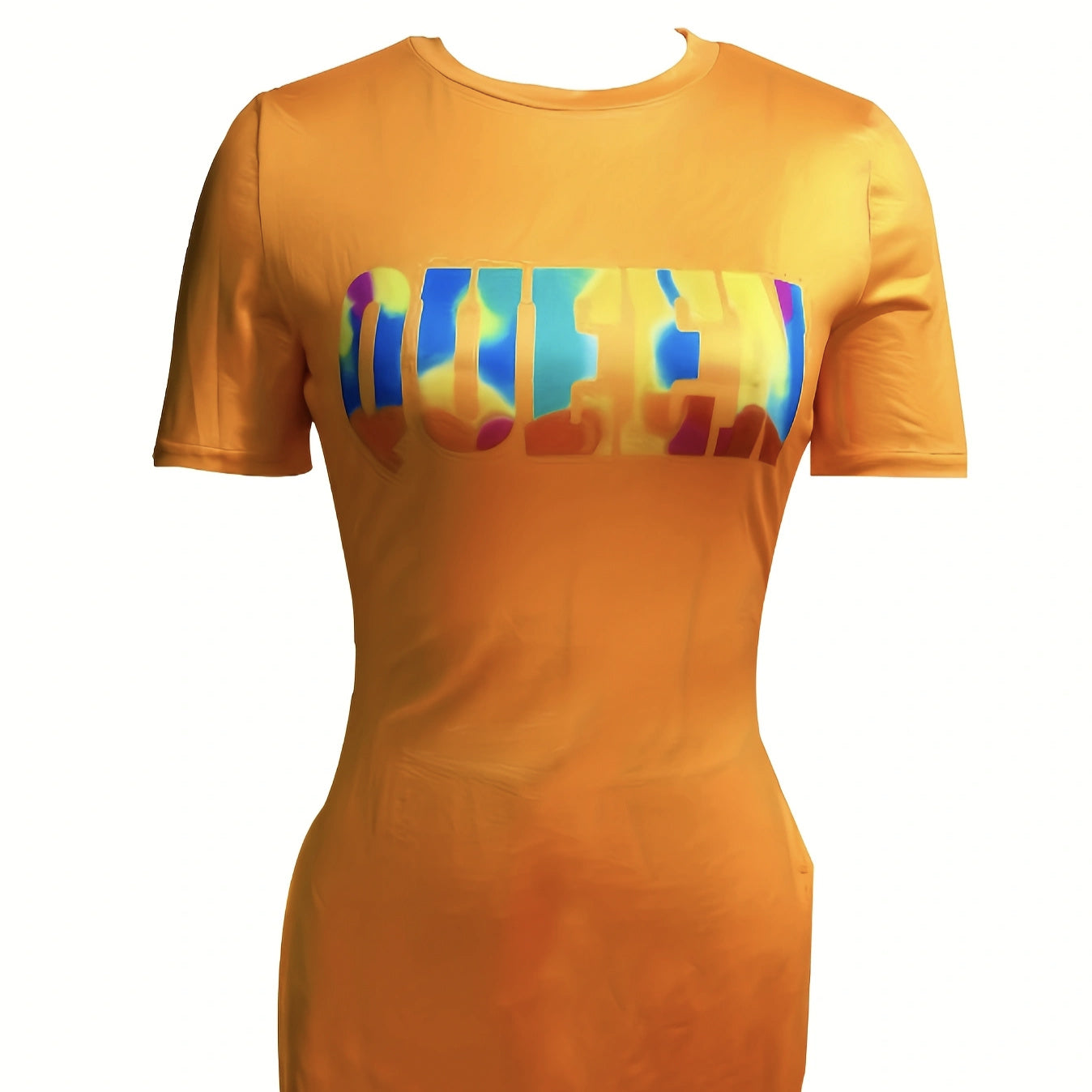 Women's Printed Round Neck Slit Fashion Top And Shorts Set