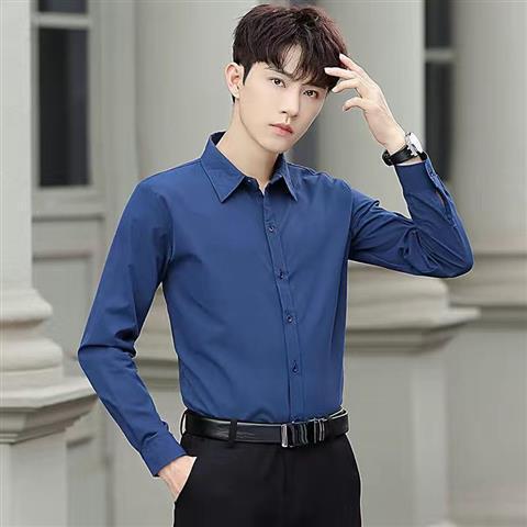 White Shirt Men's Long Sleeve Slim Fit All-match Solid Color