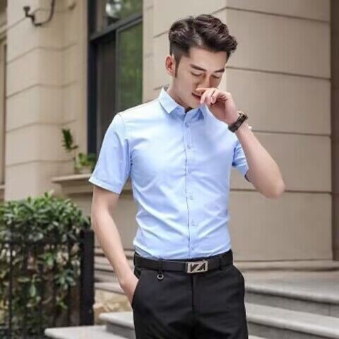 White Shirt Men's Long Sleeve Slim Fit All-match Solid Color