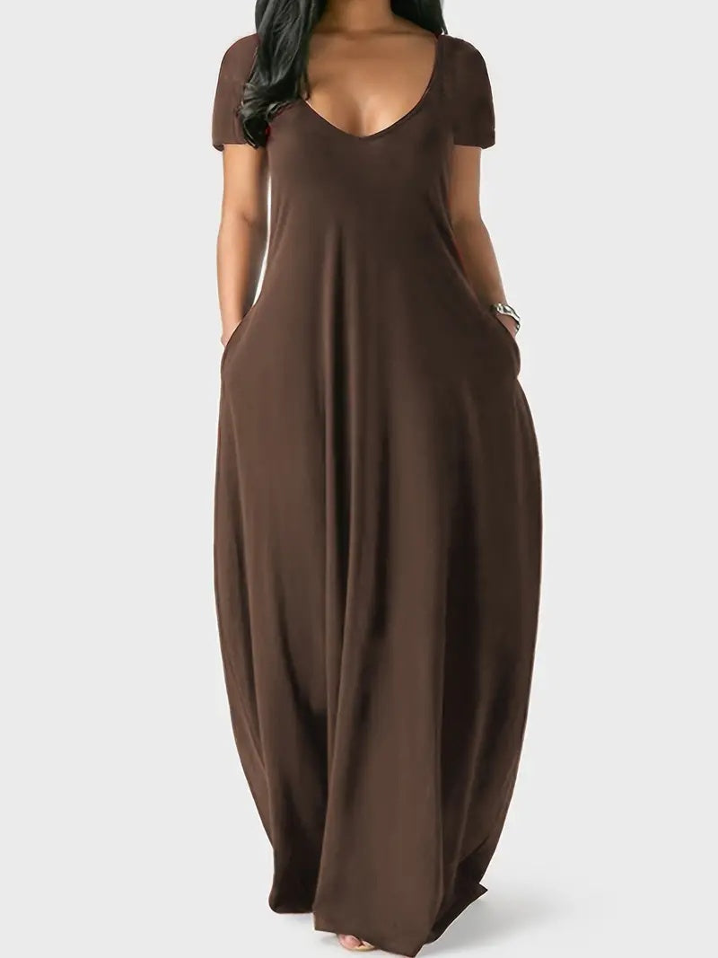 Short Sleeve Long Swing Dress