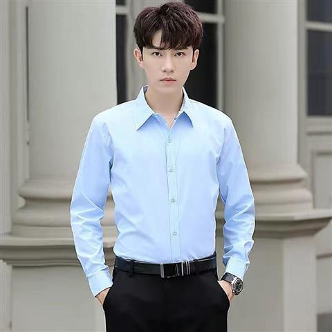 White Shirt Men's Long Sleeve Slim Fit All-match Solid Color