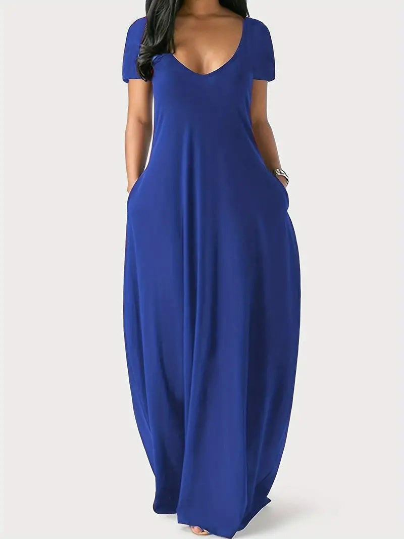 Short Sleeve Long Swing Dress