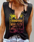 Letter Print V-Neck Sleeveless T-Shirt