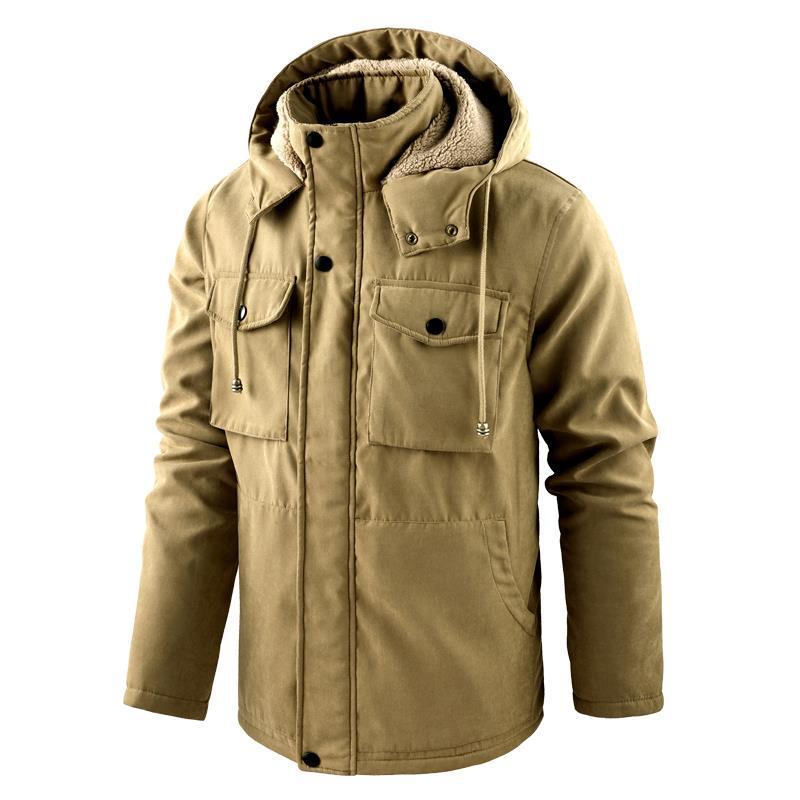 Thick Detachable Hat Lambswool Jacket