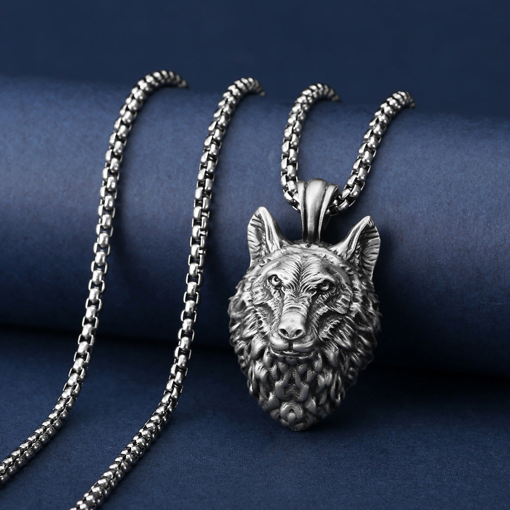 Men's Hip Hop Wolf Head Pendant Punk Animal
