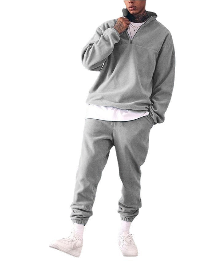 Casual Stand Collar Thickened Long-sleeved T-shirt Loose-fitting Pullover Men's Suit
