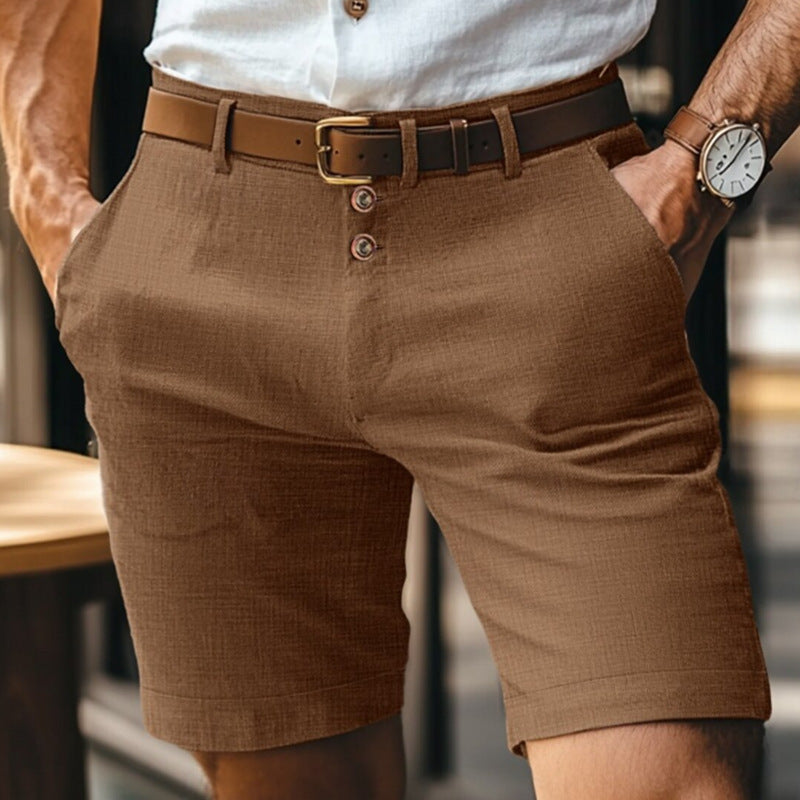Men's Linen Summer Solid Color Buttons Casual Daily