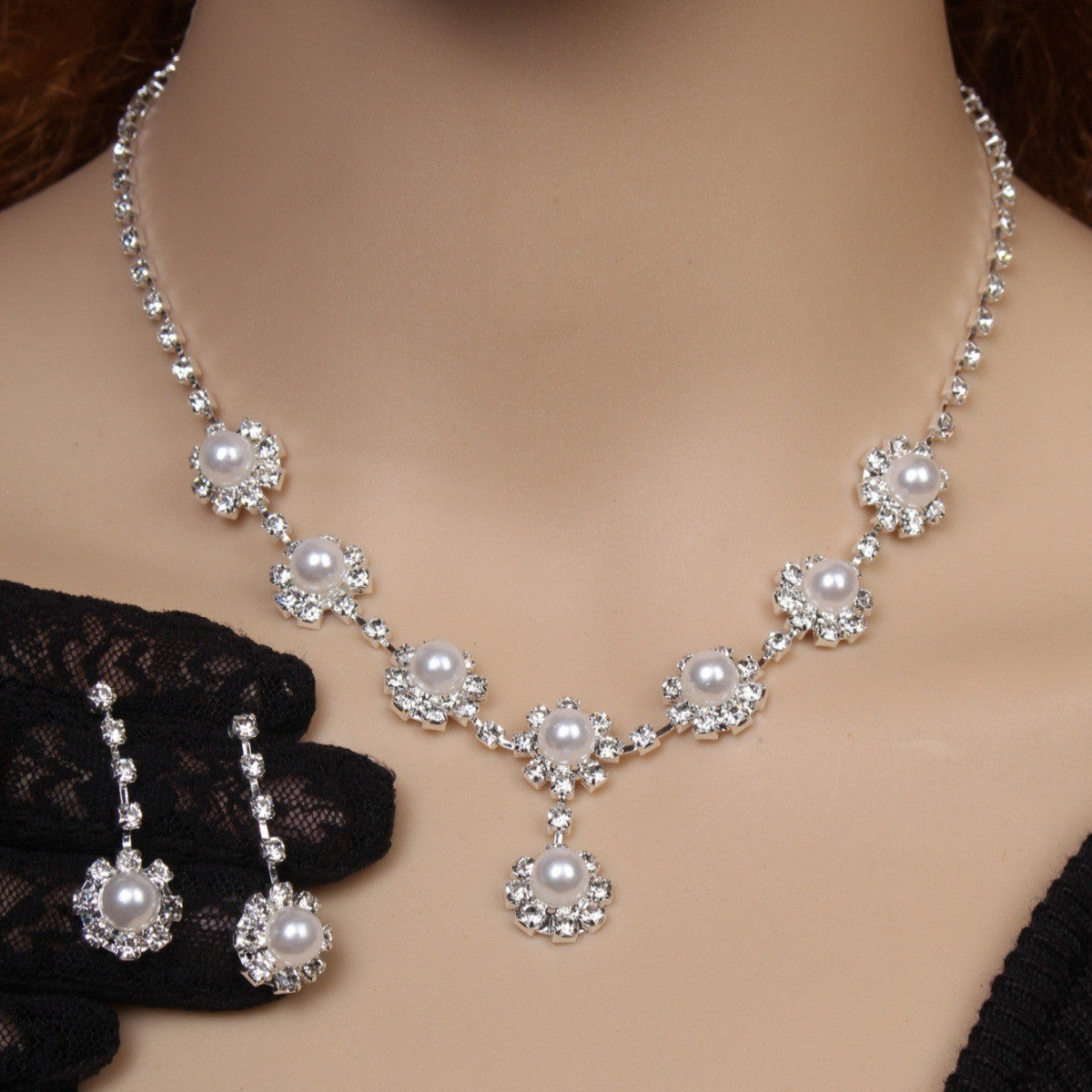 European And American Style Necklace Eardrop Jewelry Suit
