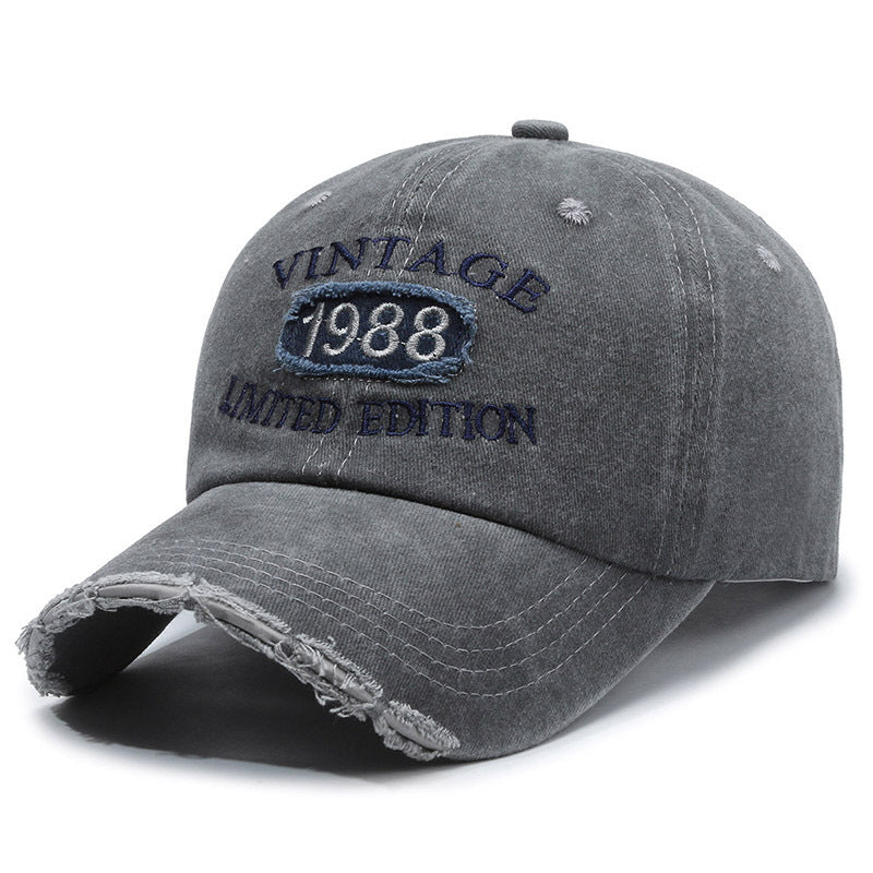 American Retro Soft Top Make Old Ripped Letter Embroidered Baseball Cap