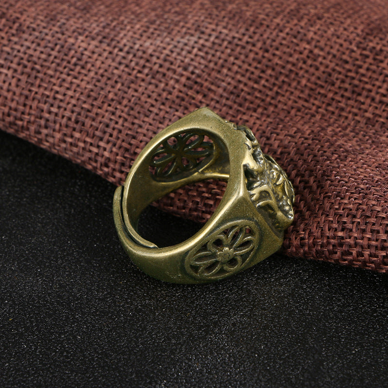 Ancient Brass Panlong Ring Men's Retro Antique Bronze
