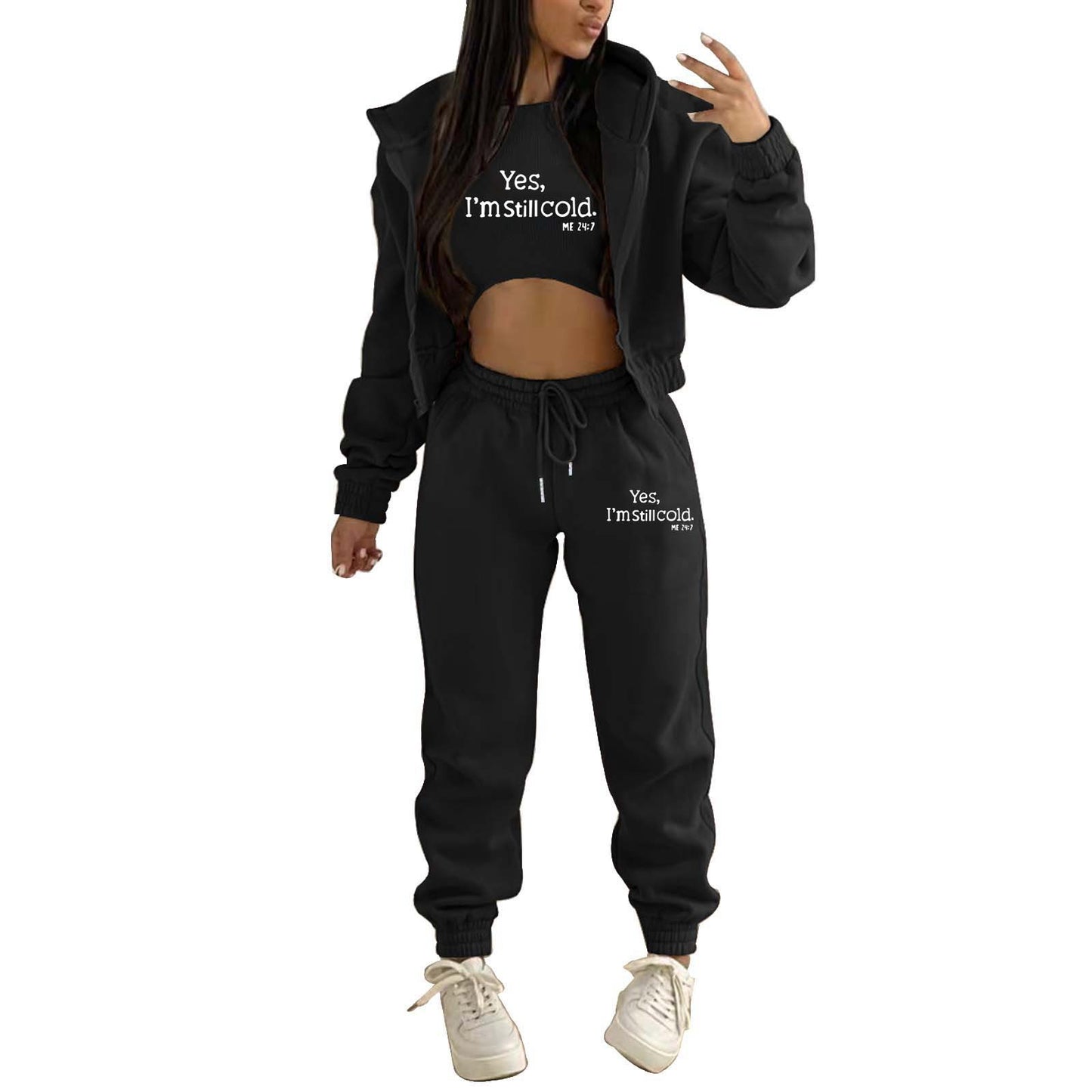 Women's Fashion Hooded Letter-print Casual Suit