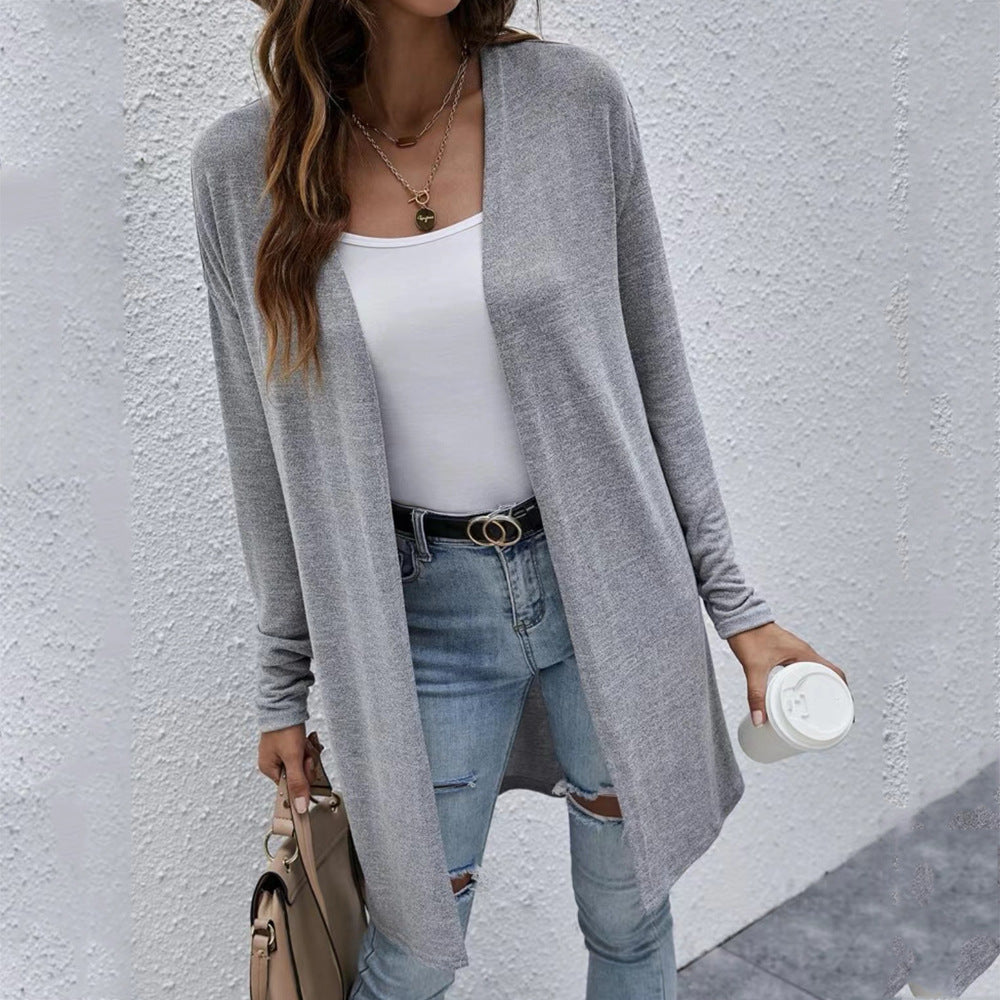 Autumn And Winter New Women's Buckle-free Cardigan Long Sleeve