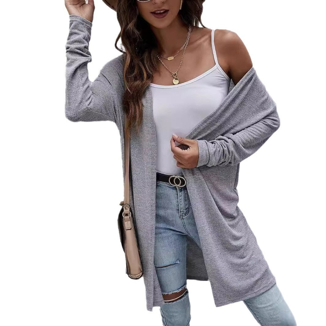 Autumn And Winter New Women's Buckle-free Cardigan Long Sleeve