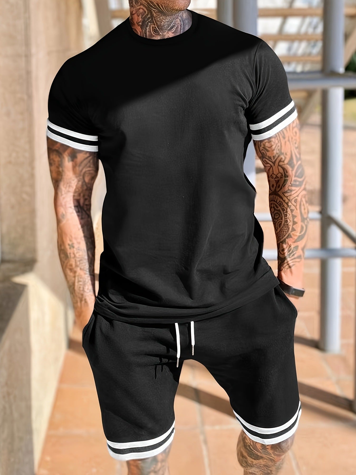Men's Short-sleeved T-shirt Casual Shorts Two-piece Set