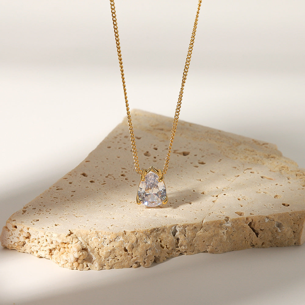 European And American Stainless Steel Necklace 18K Gold Plating Drop-shaped