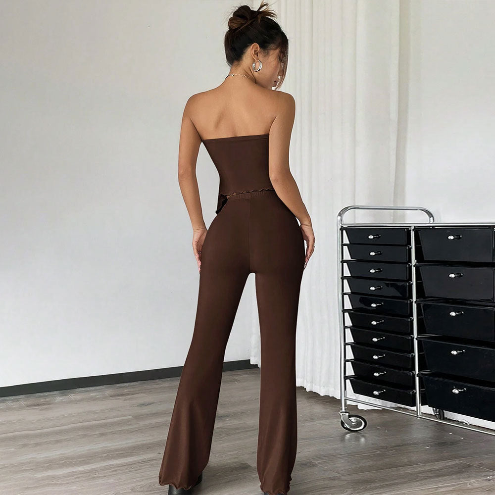 Spring And Summer New Tube Top Top And Trousers Two-piece Set