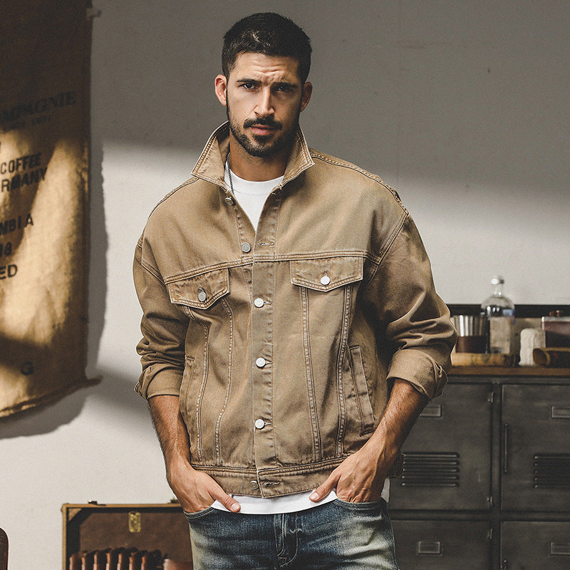 Fashion American Classic Vintage Denim Jacket Men