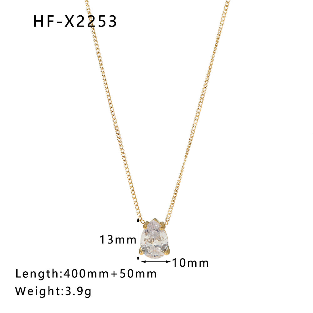 European And American Stainless Steel Necklace 18K Gold Plating Drop-shaped