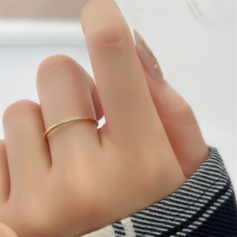 8 Fine Diamonds Ins Simple Temperament Basic Fine Ring Female Accessories