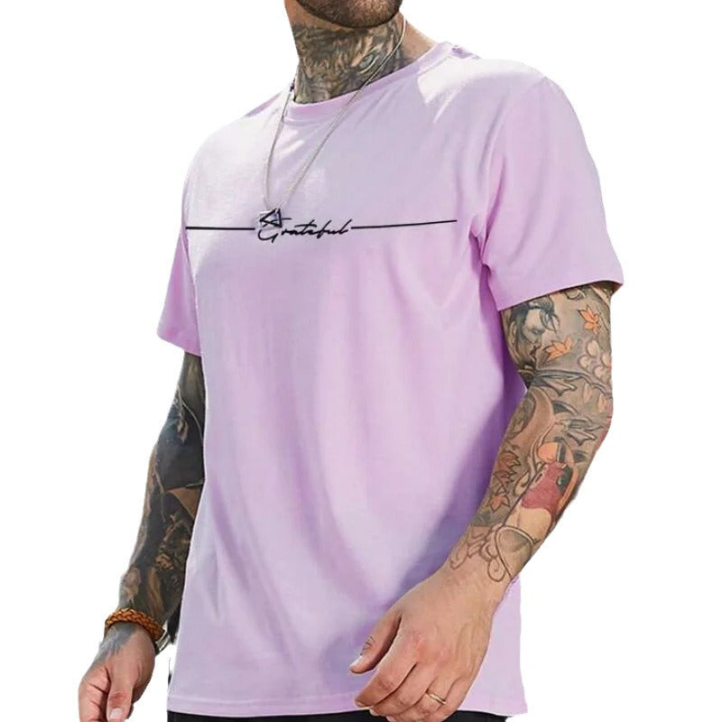 Men's 3D Digital Printing Sports Style With Letters Short-sleeved T-shirt