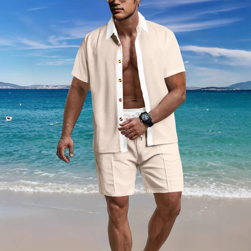 Men's Casual Vacation Shirt And Shorts Two-piece Suit