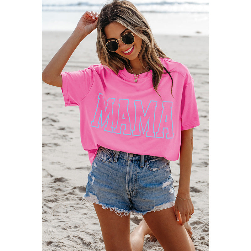 Round Neck Short Sleeve Pullover European And American Fashion Trend Letter Printed T-shirt