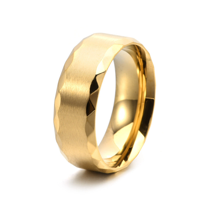 Fashion 8MM Wide Men's Titanium Steel Multi-sided Lingbian Brushed Ring