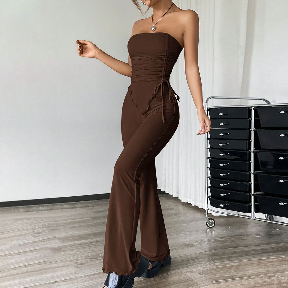 Spring And Summer New Tube Top Top And Trousers Two-piece Set